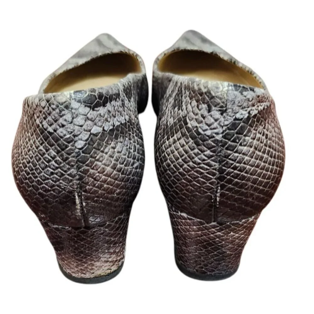Stuart Weitzman Snakeskin Embossed Leather Pumps Heels Gray Women’s Size…